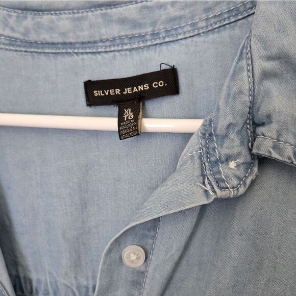 Silver Jeans CO dress Size XL Light Blue Denim Tunic Dress - Picture 2 of 5